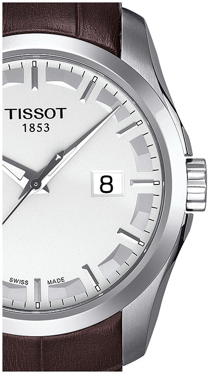 Tissot T Classic Couturier Chronograph White Dial Brown Leather Strap Watch For Men - T035.410.16.031.00 Buy Now By Tissot