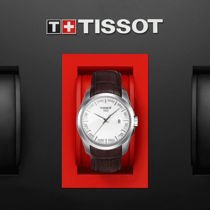 Tissot T Classic Couturier Chronograph White Dial Brown Leather Strap Watch For Men - T035.410.16.031.00 Buy Now By Tissot