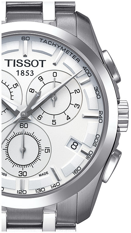 Tissot Couturier Chronograph White Dial Silver Steel Strap Watch For Men - T035.617.11.031.00 Buy Now By Tissot