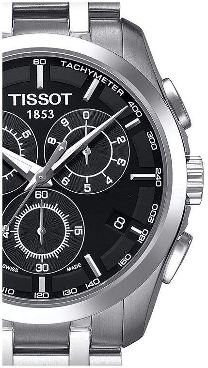 Tissot Couturier Chronograph Black Dial Silver Steel Strap Watch For Men - T035.617.11.051.00 Buy Now By Tissot