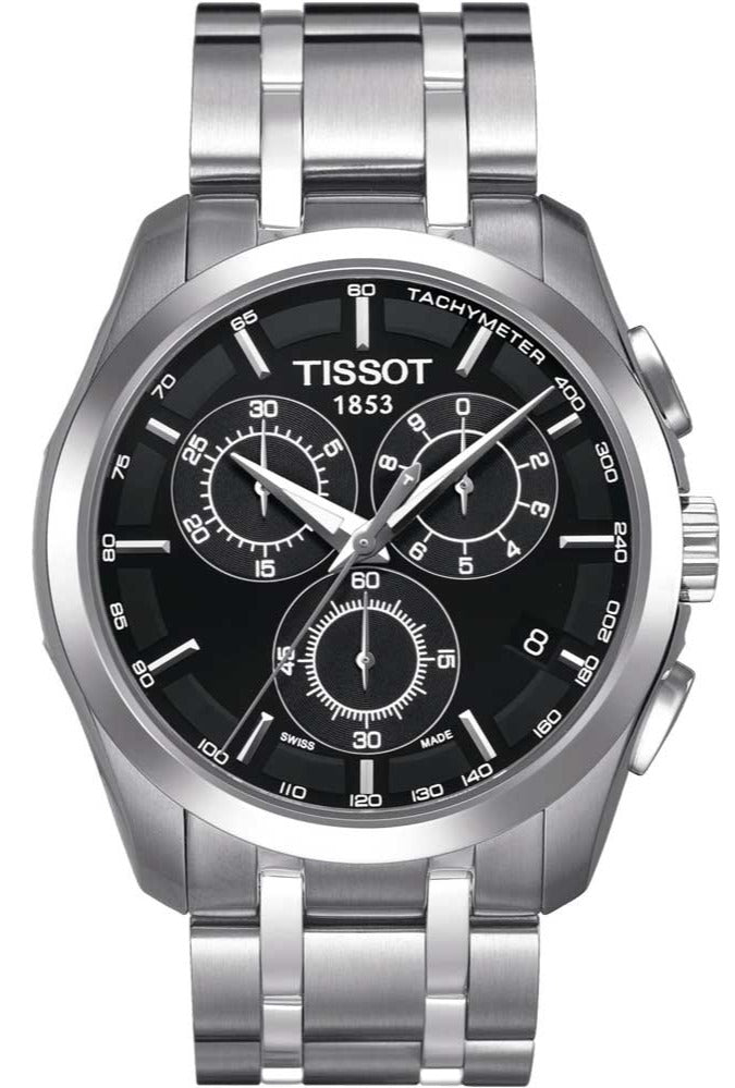 Tissot Couturier Chronograph Black Dial Silver Steel Strap Watch For Men - T035.617.11.051.00 Buy Now By Tissot