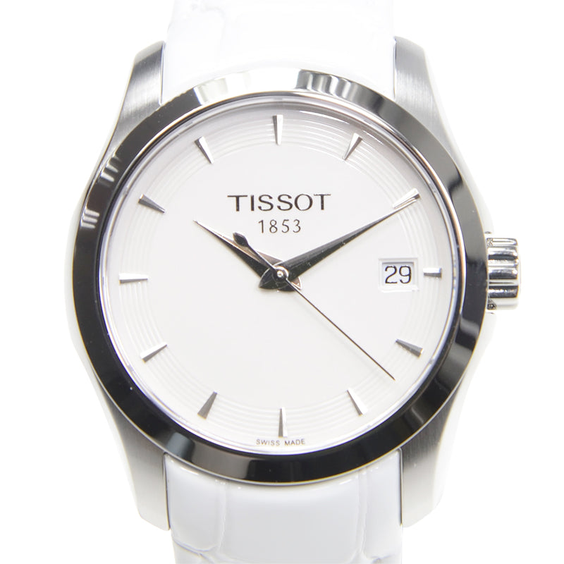 Tissot Couturier Lady Silver Dial White Leather Strap Watch For Women - T035.210.16.011.00 Buy Now By Tissot