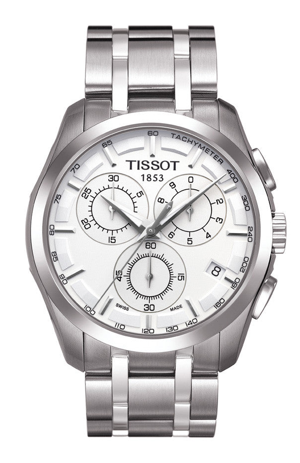 Tissot T Classic Couturier Chronograph White Dial Silver Steel Strap Watch For Men - T101.617.11.031.00 Buy Now By Tissot