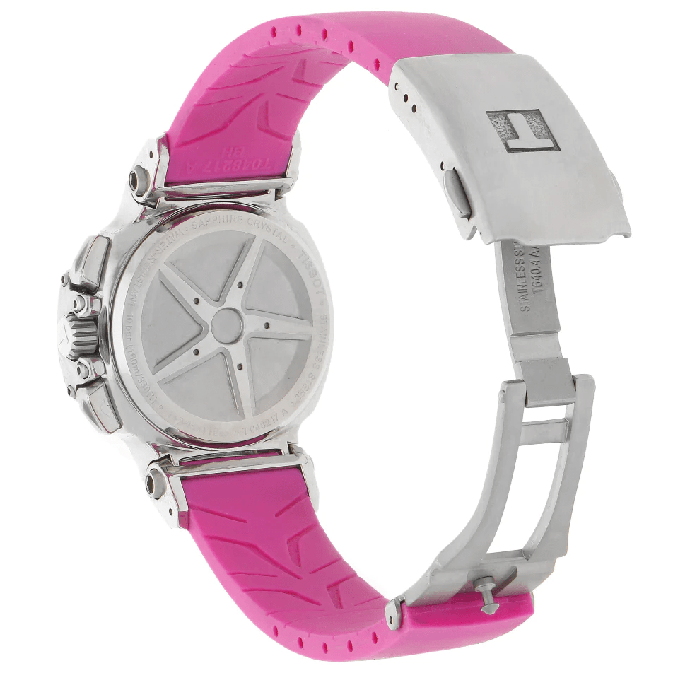 Tissot T Race Chronograph White Dial Pink Rubber Strap Watch for Women - T048.217.17.017.01 Buy Now By Tissot