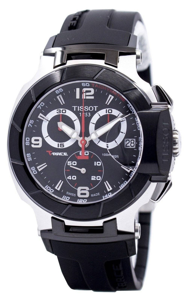 Tissot T Race Chronograph Black Dial Black Rubber Strap Watch for Men - T048.417.27.057.00 Buy Now By Tissot