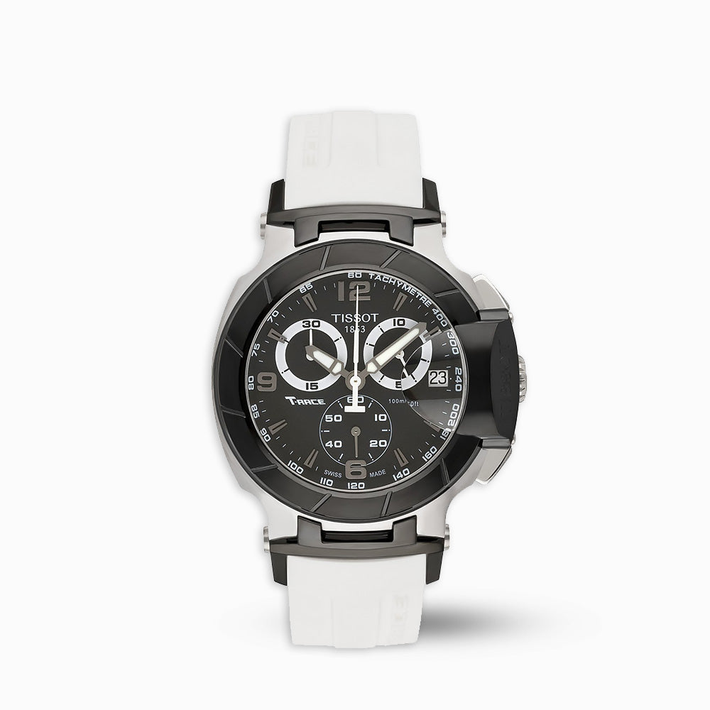 Tissot T Race Chronograph Black Dial White Rubber Strap Watch for Men - T048.417.27.057.05 Buy Now By Tissot