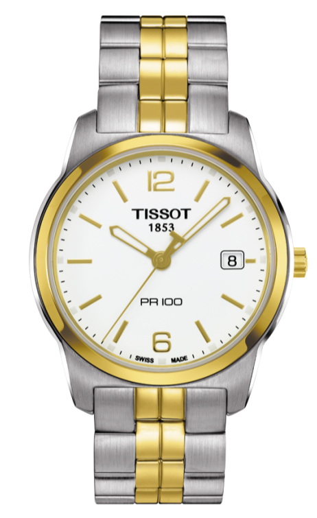 Tissot T Classic PR100 White Dial Two Tone Steel Strap Watch For Women - T049.210.22.032.00 Buy Now By Tissot