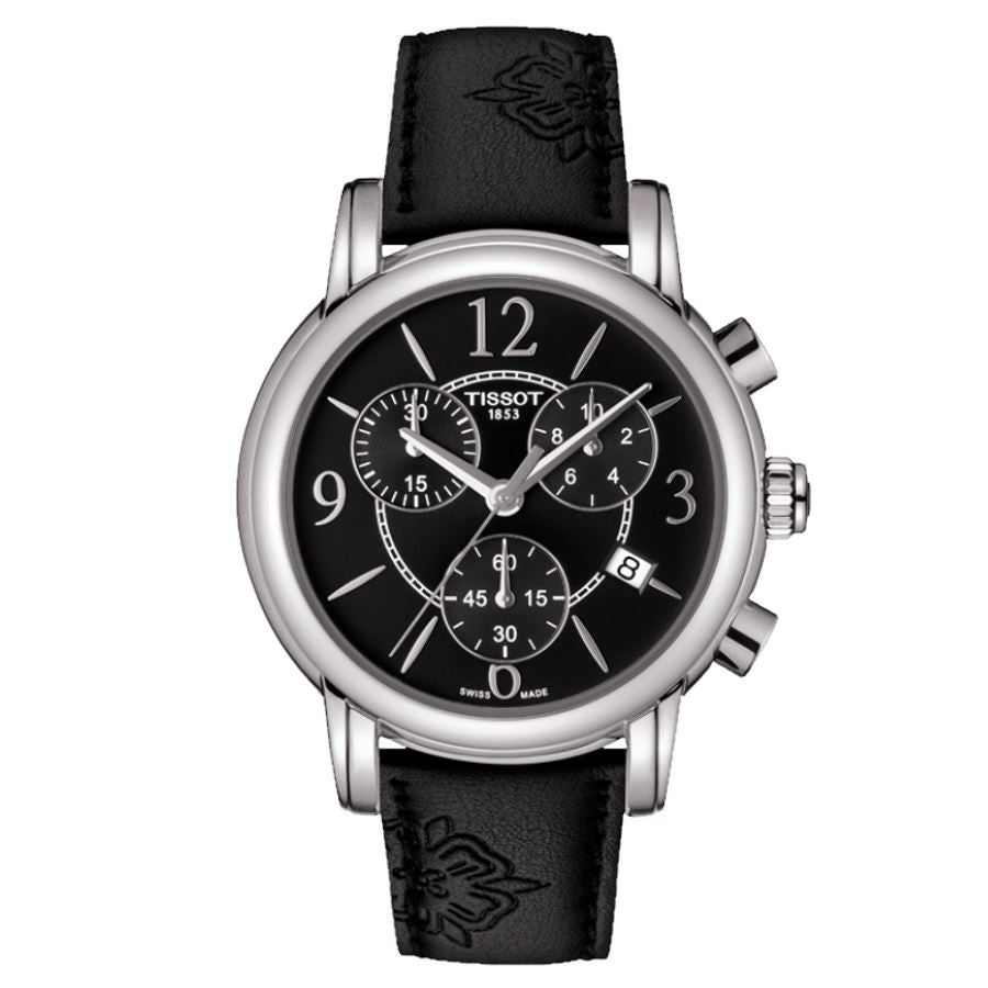 Tissot Dressport Chronograph Black Dial Black Leather Strap Watch for Women - T050.217.17.057.00 Buy Now By Tissot