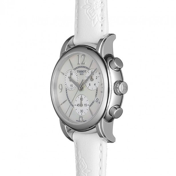 Tissot Dressport Chronograph Mother of Pearl Dial White Leather Strap Watch for Women - T050.217.17.117.00 Buy Now By Tissot