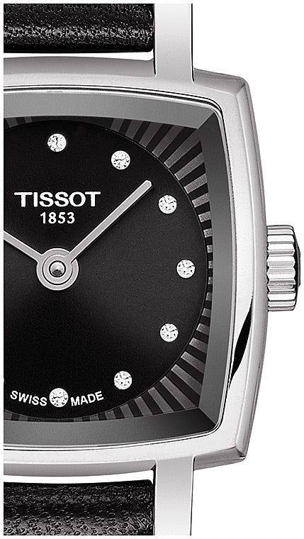 Tissot Lovely Square Quartz Diamonds Black Dial Black Leather Strap Watch For Women - T058.109.16.056.00 Buy Now By Tissot