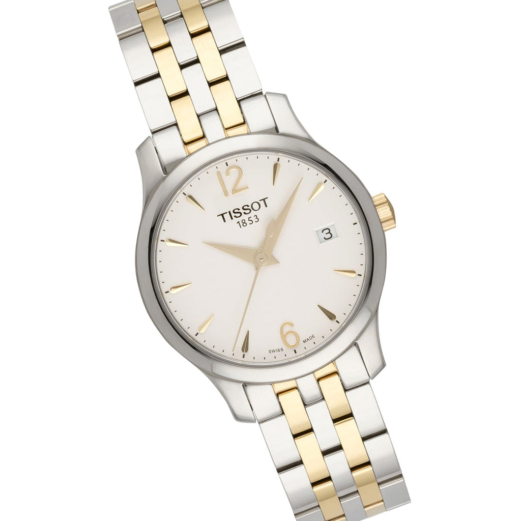 Tissot T Classic Tradition White Dial Two Tone Mesh Bracelet Watch for Women - T063.210.22.037.00 Buy Now By Tissot