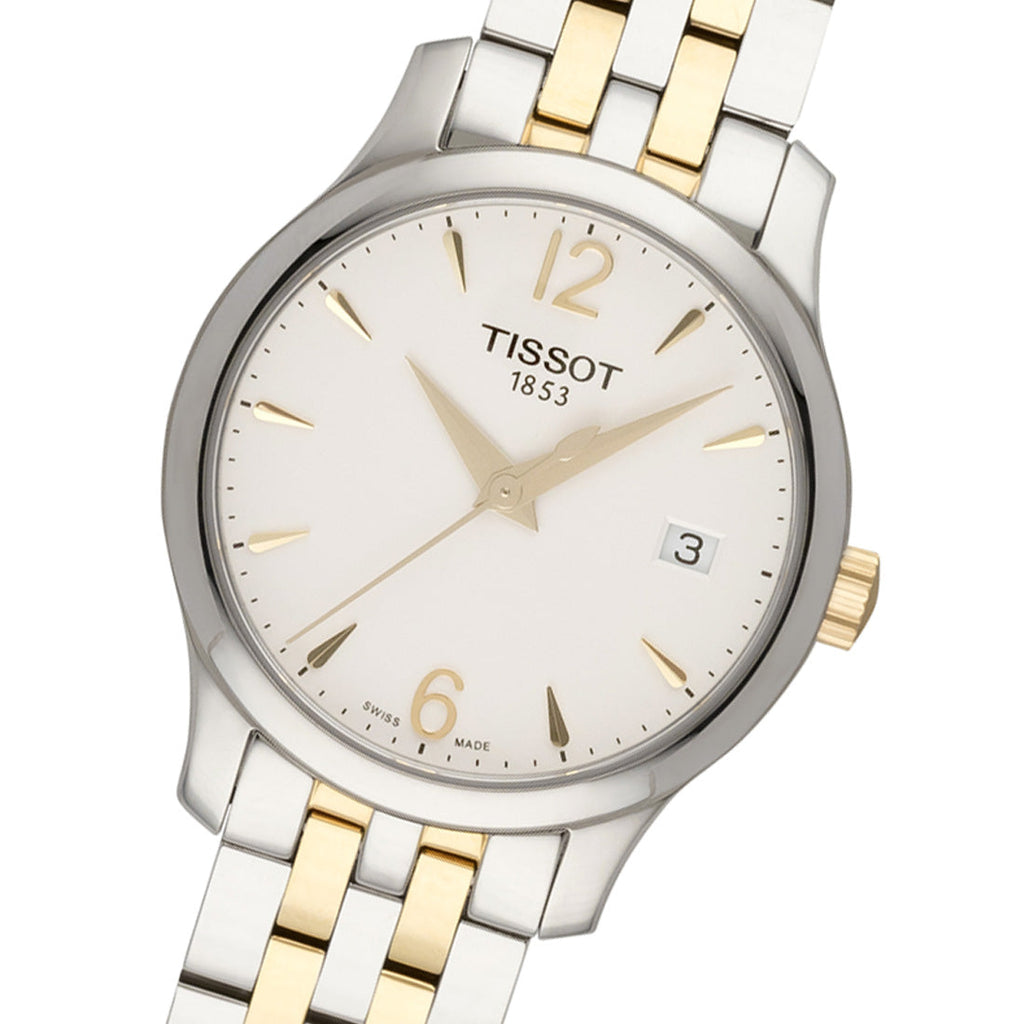 Tissot T Classic Tradition White Dial Two Tone Mesh Bracelet Watch for Women - T063.210.22.037.00 Buy Now By Tissot