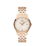 Tissot T Classic Tradition Lady White Dial Rose Gold Steel Strap Watch for Women - T063.210.33.037.00 Buy Now By Tissot