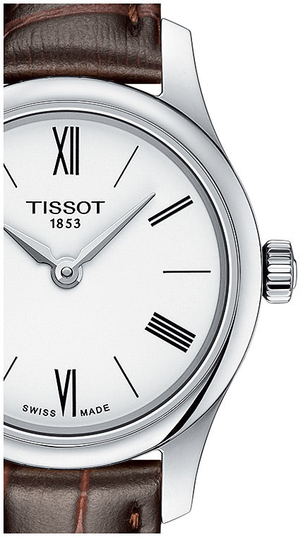 Tissot Tradition 5.5 Lady Silver Dial Brown Leather Strap Watch for Women - T063.009.16.018.00 Buy Now By Tissot