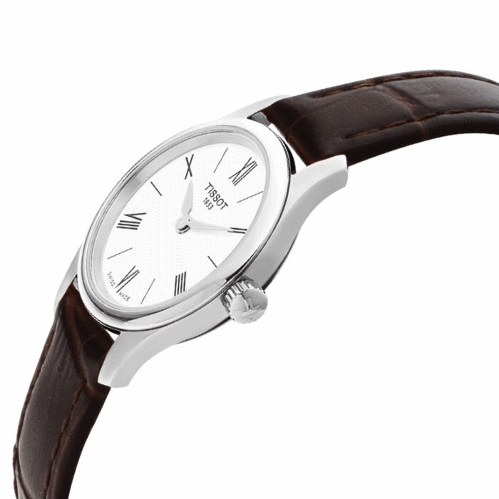 Tissot Tradition 5.5 Lady Silver Dial Brown Leather Strap Watch for Women - T063.009.16.018.00 Buy Now By Tissot