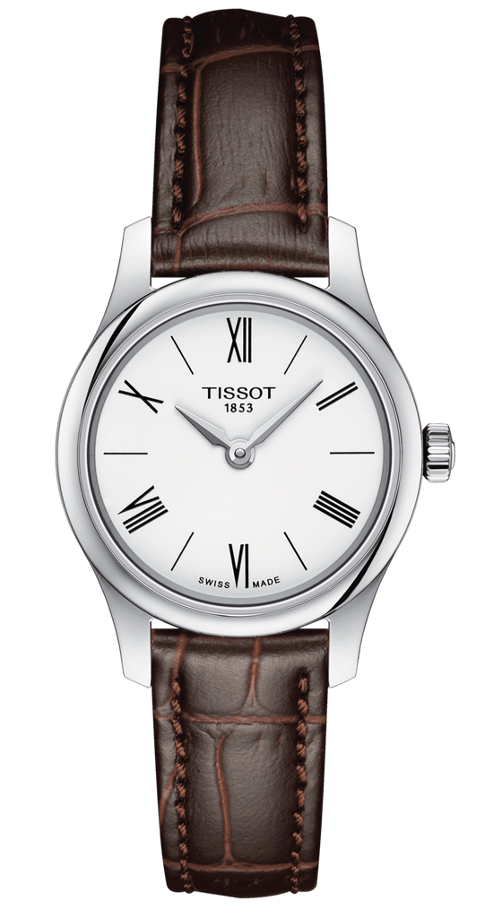 Tissot Tradition 5.5 Lady Silver Dial Brown Leather Strap Watch for Women - T063.009.16.018.00 Buy Now By Tissot
