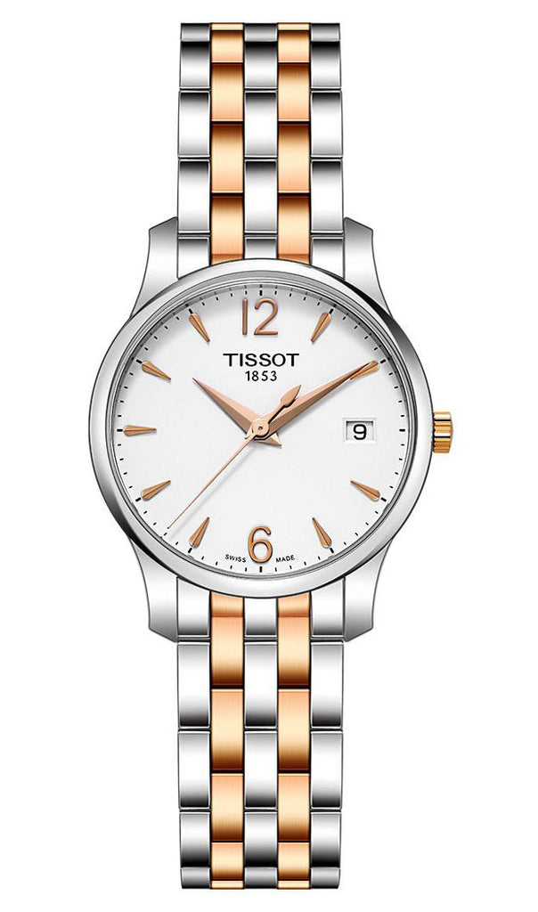 Tissot T Classic Tradition Lady White Dial Two Tone Steel Strap Watch For Women - T063.210.22.037.01 Buy Now By Tissot