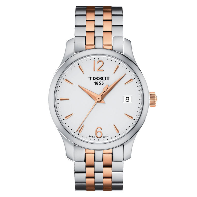 Tissot T Classic Tradition Lady White Dial Two Tone Steel Strap Watch For Women - T063.210.22.037.01 Buy Now By Tissot