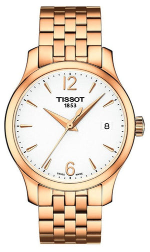 Tissot T Classic Tradition Lady White Dial Rose Gold Steel Strap Watch for Women - T063.210.33.037.00 Buy Now By Tissot