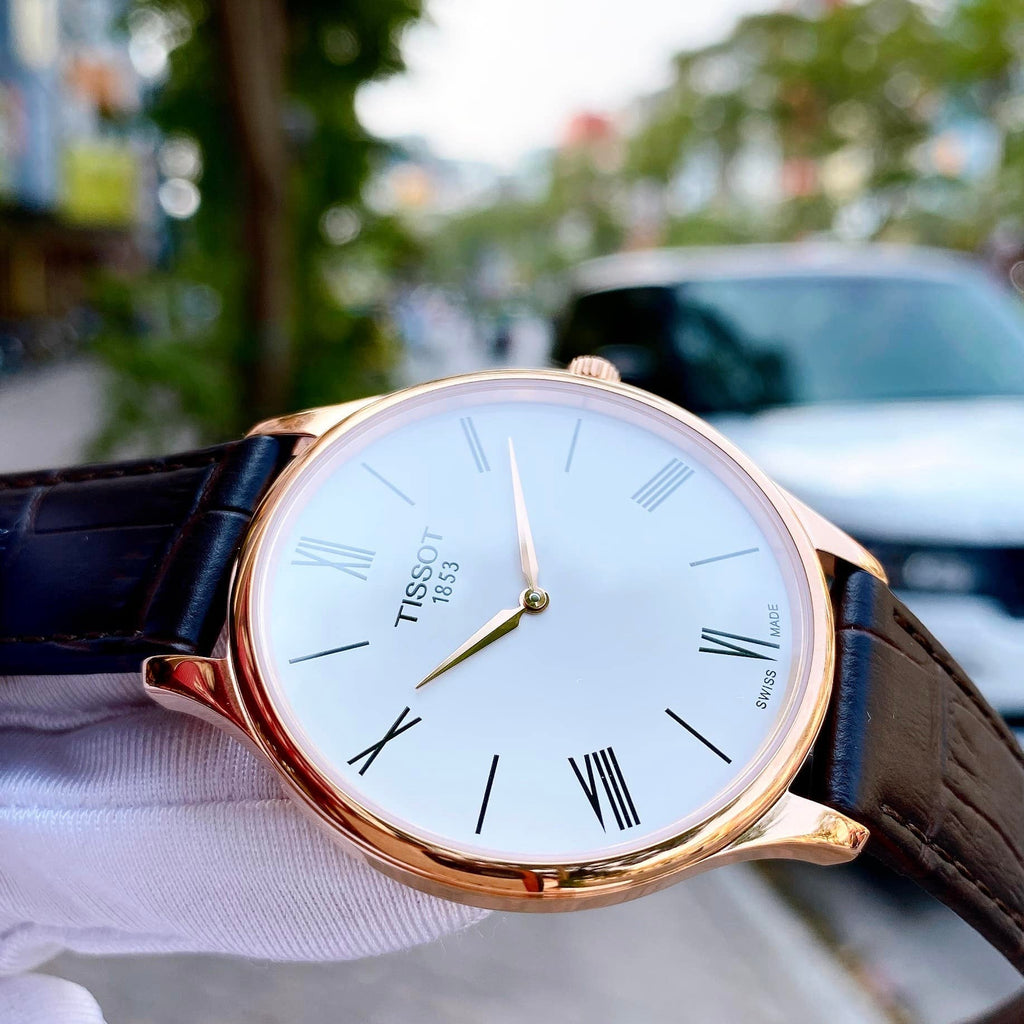 Tissot Tradition 5.5 White Dial Brown Leather Strap Watch for Men - T063.409.36.018.00 Buy Now By Tissot