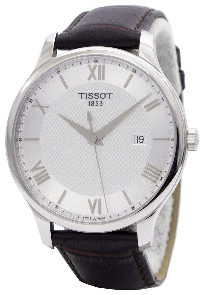 Tissot T Classic Tradition Silver Dial Brown Leather Strap Watch For Men - T063.610.16.038.00 Buy Now By Tissot