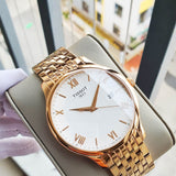 Tissot T Classic Tradition White Dial Rose Gold Steel Strap Watch For Women - T063.610.33.038.00 Buy Now By Tissot