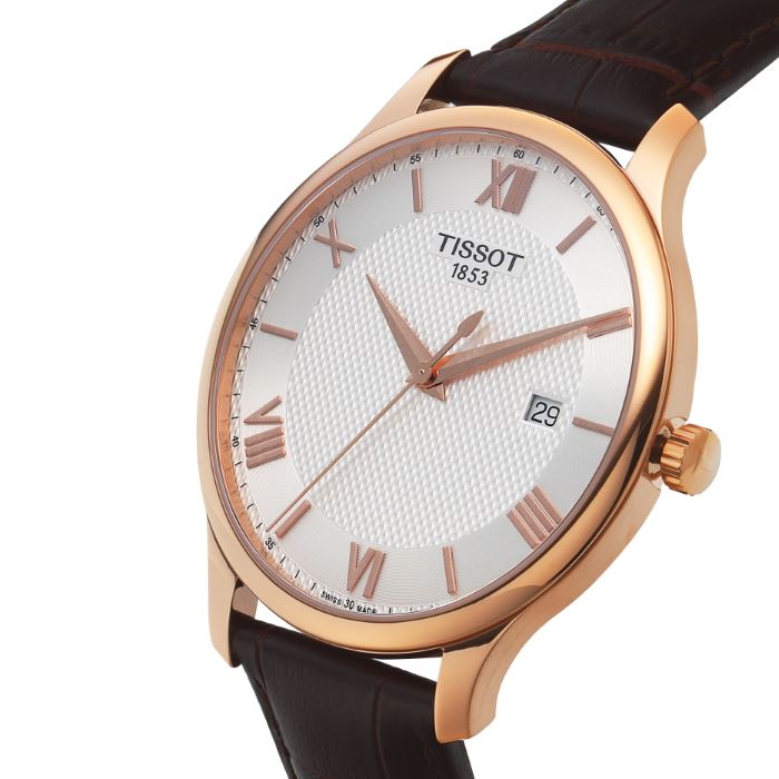 Tissot T Classic Tradition Silver Dial Brown Leather Strap Watch For Men - T063.610.36.038.00 Buy Now By Tissot