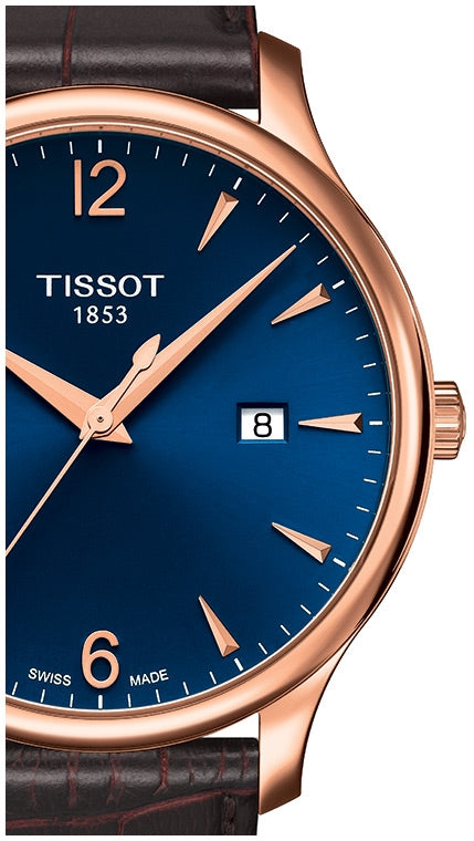 Tissot T Classic Tradition Blue Dial Brown Leather Strap Watch For Men - T063.610.36.047.00 Buy Now By Tissot