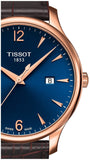 Tissot T Classic Tradition Blue Dial Brown Leather Strap Watch For Men - T063.610.36.047.00 Buy Now By Tissot