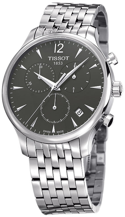 Tissot T Classic Tradition Chronograph Black Dial Silver Steel Strap Watch For Men - T063.617.11.067.00 Buy Now By Tissot