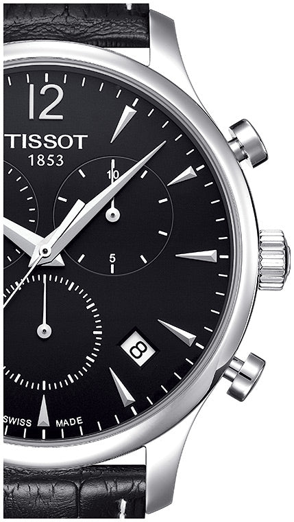 Tissot T Classic Tradition Chronograph Black Dial Black Leather Strap Watch For Men - T063.617.16.057.00 Buy Now By Tissot