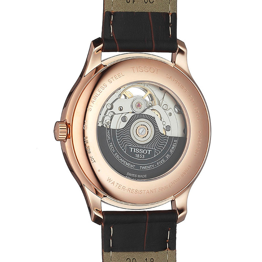 Tissot Tradition Powermatic 80 Open Heart Silver Dial Brown Leather Strap Watch For Men - T063.907.36.038.00 Buy Now By Tissot