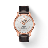 Tissot Tradition Powermatic 80 Open Heart Silver Dial Brown Leather Strap Watch For Men - T063.907.36.038.00 Buy Now By Tissot