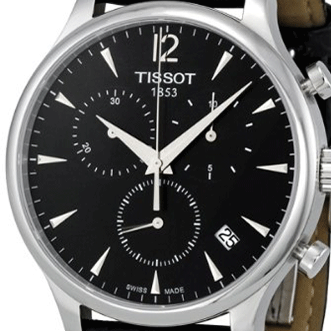 Tissot Tradition Chronograph Black Dial Black Leather Strap Watch For Men - T0636171605700 Buy Now By Tissot