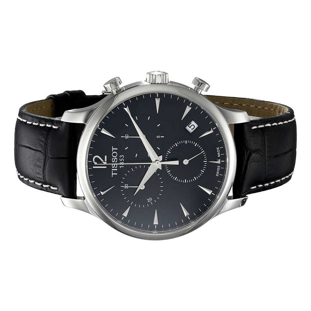 Tissot Tradition Chronograph Black Dial Black Leather Strap Watch For Men - T0636171605700 Buy Now By Tissot