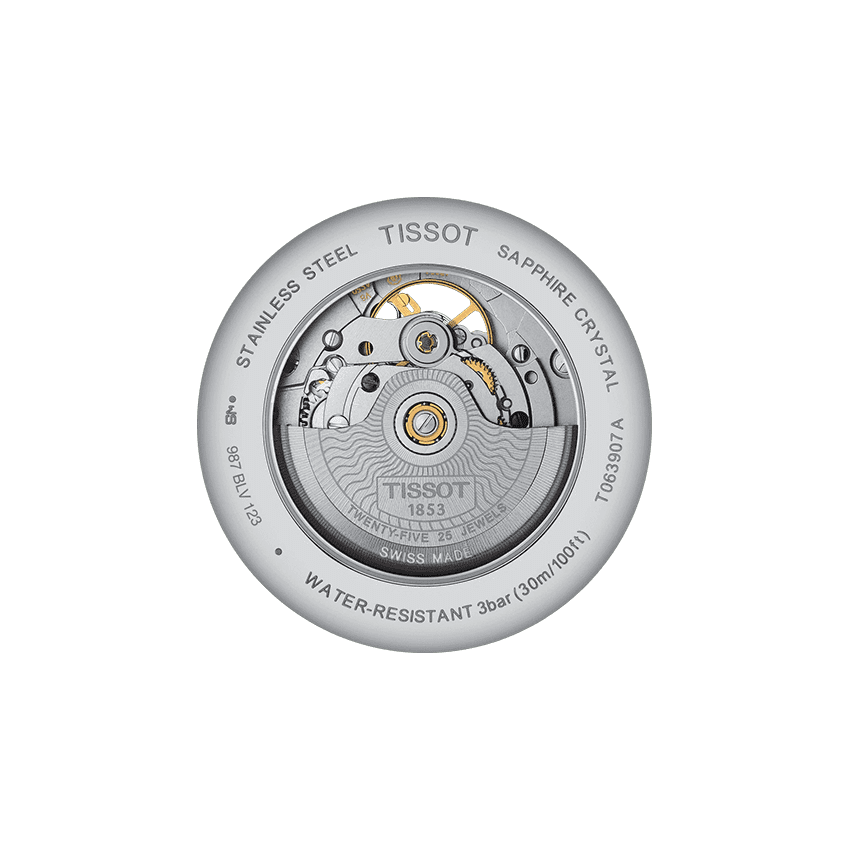 Tissot T Classic Tradition Powermatic 80 Open Heart Silver Dial Brown Leather Strap Watch for Men - T063.907.16.038.00 Buy Now By Tissot