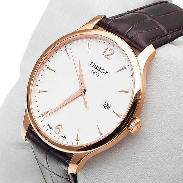 Tissot T Classic Tradition White Dial Brown Leather Strap Watch For Men - T063.610.36.037.00 Buy Now By Tissot