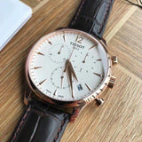 Tissot T Classic Tradition Chronograph White Dial Brown Leather Strap Watch For Men - T063.617.36.037.00 Buy Now By Tissot