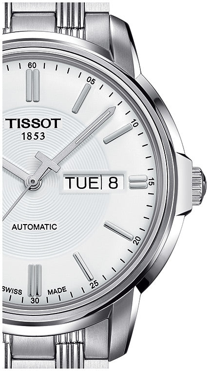 Tissot Automatics III Day Date White Dial Silver Steel Strap Watch For Men - T065.430.11.031.00 Buy Now By Tissot