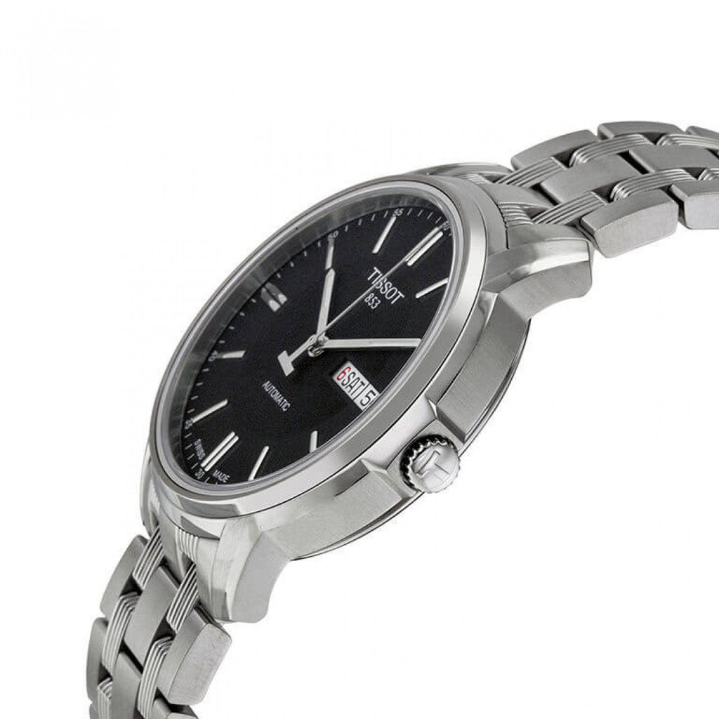 Tissot Automatics III Black Dial Silver Steel Strap Watch For Men - T065.430.11.051.00 Buy Now By Tissot