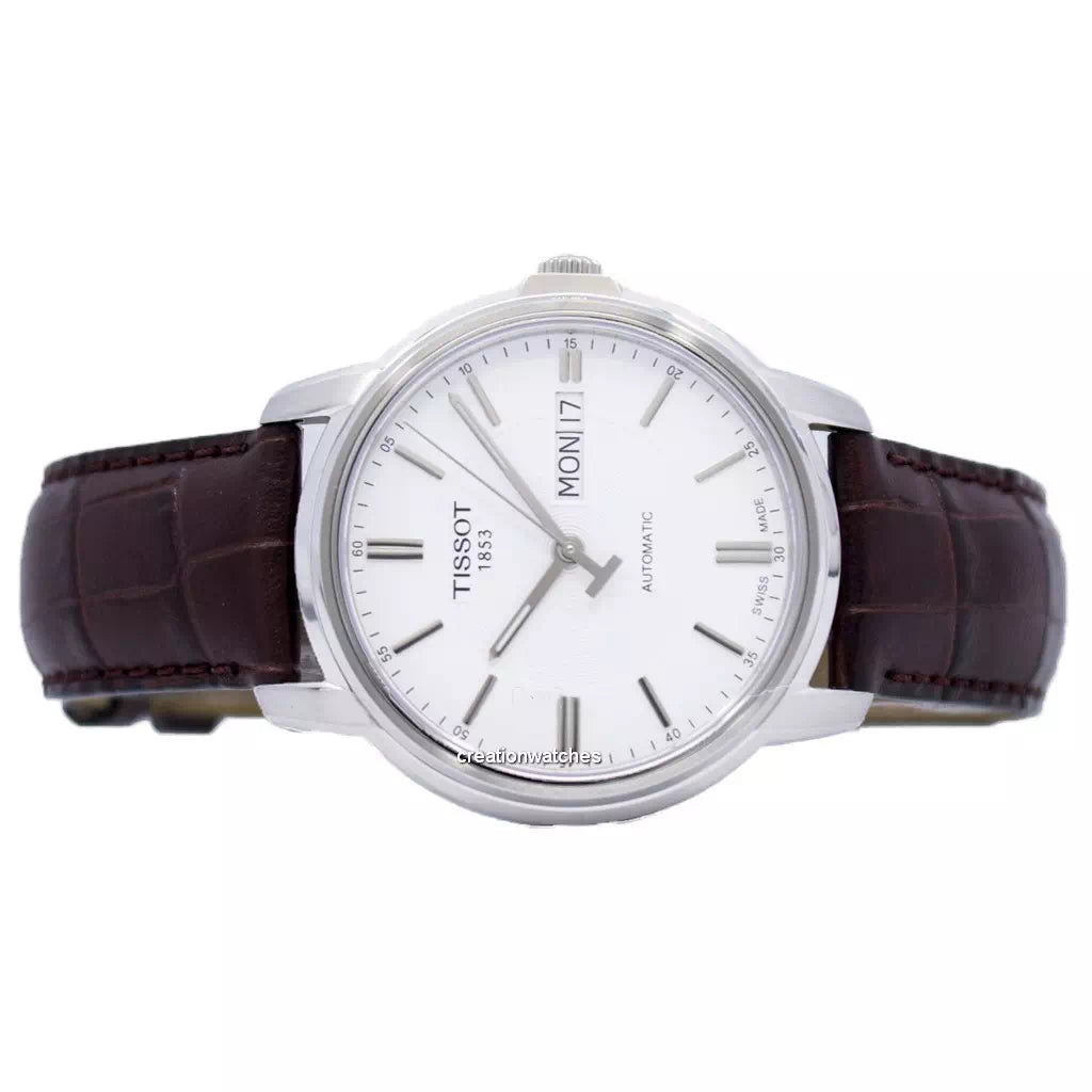 Tissot Automatics III Steel White Dial Brown Leather Strap Watch For Men - T065.430.16.031.00 Buy Now By Tissot