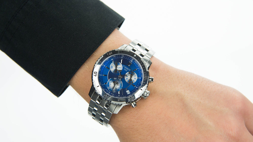Tissot T Sport PRS 200 Chronograph Blue Dial Silver Steel Strap Watch For Men - T067.417.11.041.00 Buy Now By Tissot