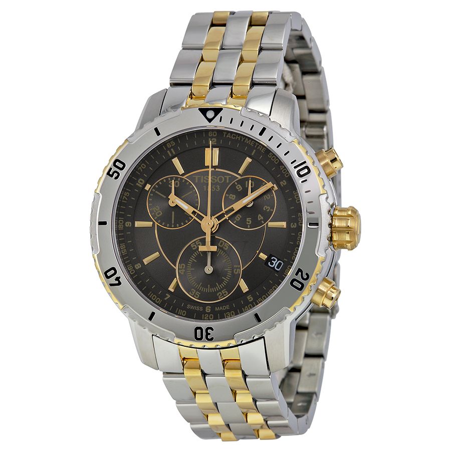 Tissot T Sport PRS 200 Chronograph Black Dial Two Tone Steel Strap Watch For Men - T067.417.22.051.00 Buy Now By Tissot