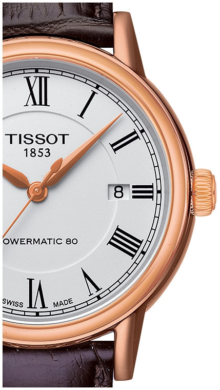 Tissot T Classic Carson Powermatic 80 White Dial Brown Leather Strap Watch for Men - T085.407.36.013.00 Buy Now By Tissot