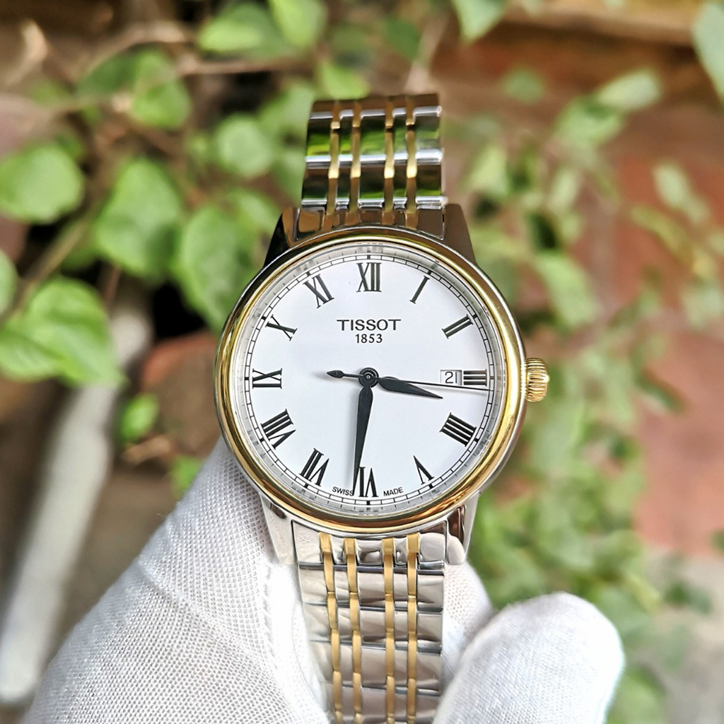 Tissot T Classic Carson Quartz White Dial Two Tone Steel Strap Watch for Men - T085.410.22.013.00