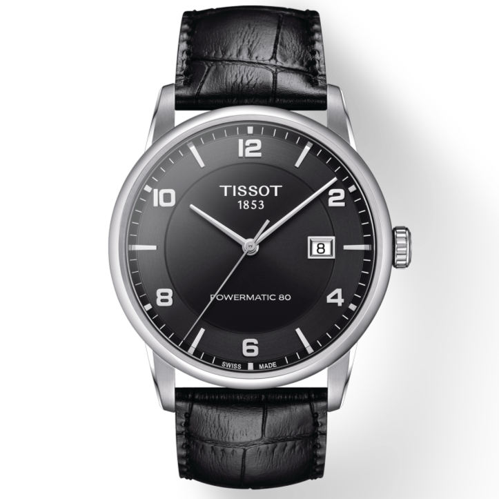 Tissot Luxury Powermatic 80 Black Dial Black Leather Strap Watch For Men - T086.407.16.057.00 Buy Now By Tissot