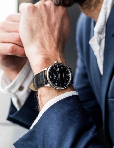 Tissot Luxury Powermatic 80 Black Dial Black Leather Strap Watch For Men - T086.407.16.057.00 Buy Now By Tissot