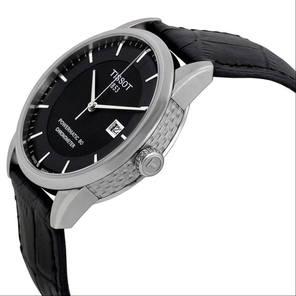 Tissot T Classic Luxury Powermatic 80 Black Dial Black Leather Strap Watch For Men - T086.408.16.051.00 Buy Now By Tissot