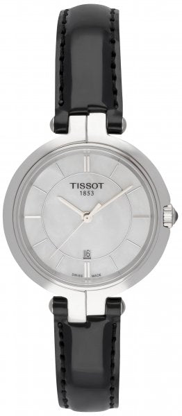 Tissot T Lady Flamingo Mother of Pearl White Dial Black Leather Strap Watch for Women - T094.210.16.111.00 Buy Now By Tissot