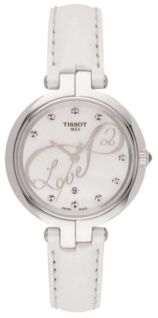 Tissot T Trend Flamingo Valentines Mother of Pearl White Dial White Leather Strap Watch For Women - T094.210.16.111.01 Buy Now By Tissot
